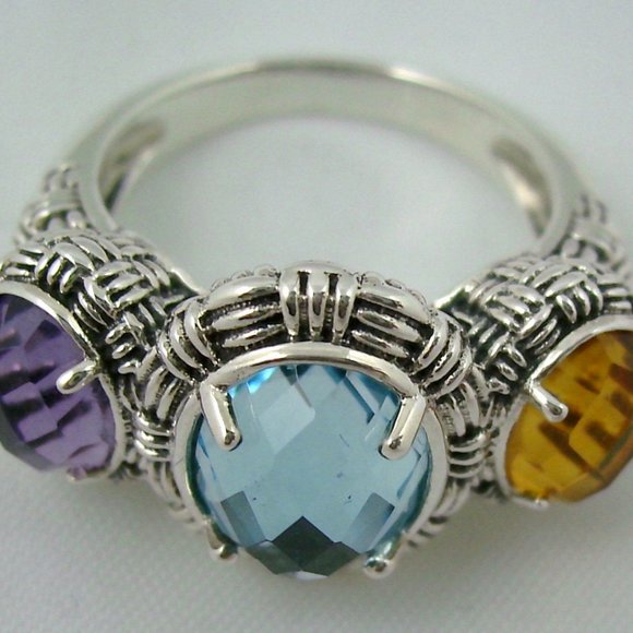 Hilary Joy 4.16ct Multigem 3-Stone Ring - Picture 1 of 12